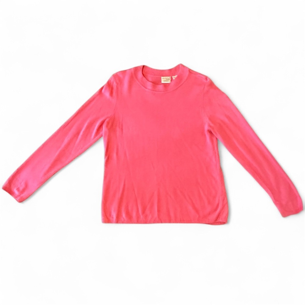 Kim Rogers Women's-Large Signature Cashmilon Pink Crew‎ Neck Long Sleeve Sweater